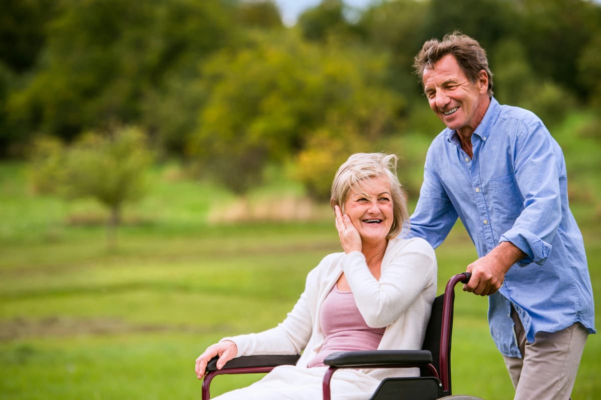 Happy senior couple enjoying outdoor activities